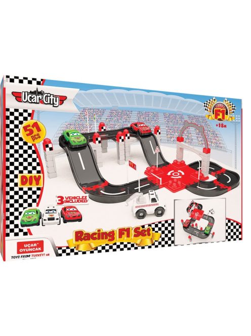 Състезателна писта с 3 колички, Racing F1 playset, 51 части