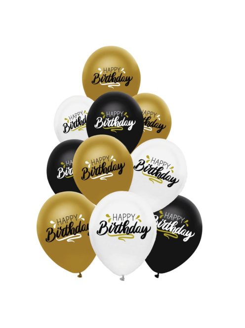 Комплект балони (10ч) Happy Birthday, Латекс, Metalic balloon set, 30 cm