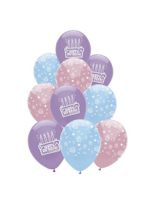 Комплект балони (10ч) Happy Birthday, Латекс, Girls balloon set, 30 cm