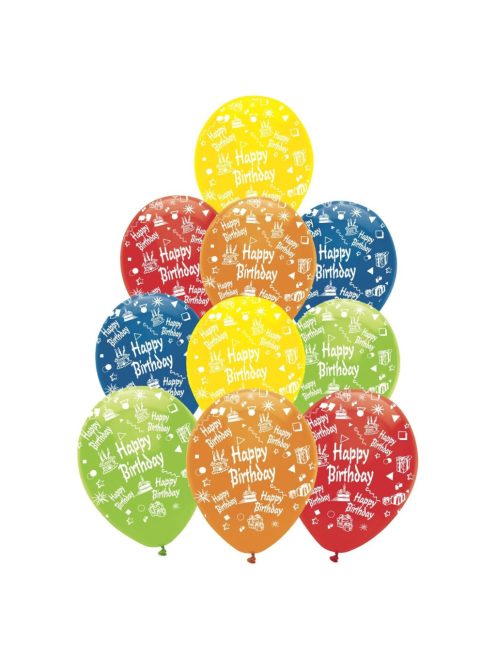 Комплект балони (10ч) Happy Birthday, Латекс, Mix balloon set, 30 cm