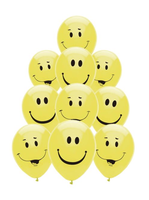 Комплект балони (10ч) Happy Smile, Латекс, Emoji balloon set, 30 cm