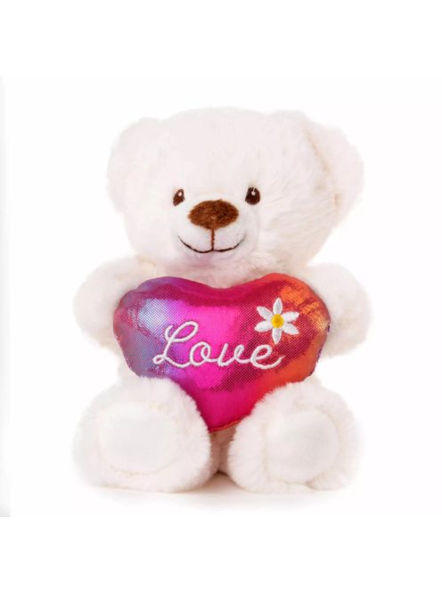 Плюшено мече със сърце, Бродерия лъскава-хамелион, 16 cm