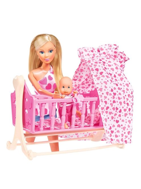 Комплект за игра Steffi Love, Кукла с бебе, 18 аксесоари, Steffi Love New Born Baby Set, Toy Doll with Baby, Pram, Bath and Cradle, 45,5 x 32,5 x 11,5 см