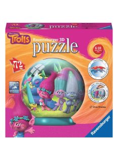   ПЪЗЕЛ 3D за деца топка (72ч) Тролчета, Ravensburger Puzzle Trolls, 13 x 13 cm, 12197