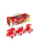 Комплект играчка Wader, 3 пожарни колички, Пластмасови конектори, 30 cm