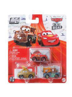   Комплект метални колички (3бр) Disney Cars On The Road Mini Racers Road Warriors 3-Pack with Rumbler Lightning McQueen, Rumbler Mater and Chieftess