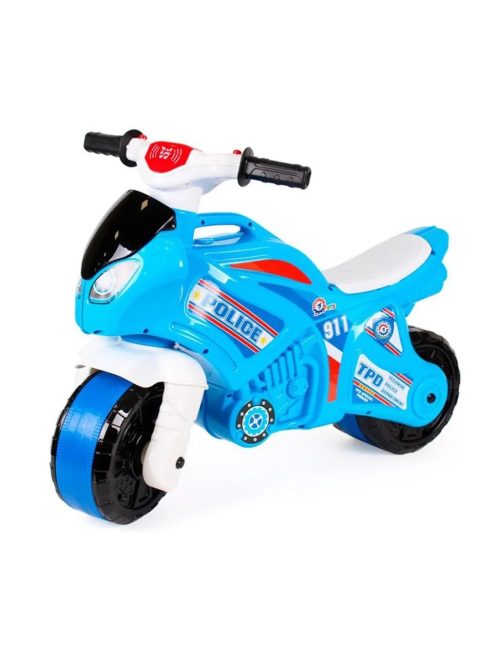 Детски мотор без педали Police, За баланс, С дръжка за пренос, Звук и светлини, Бандаж на гумите, 72 х 35 х 52 cm, До 30кг, 2+ Години, Син