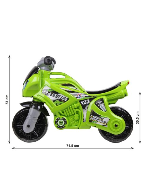 Детски мотор без педали Racing, За баланс, С дръжка за пренос, 72 х 35 х 52 cm, До 30кг, 2+ Години, Зелен