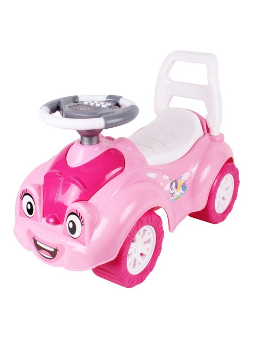 Детска кола за баланс и прохождане, С музикален волан с 8 активности, 63 х 42 х 29 см, 1.5 + години, Розов