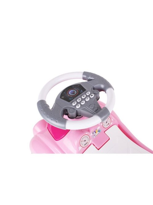 Детска кола за баланс и прохождане, С музикален волан с 8 активности, 63 х 42 х 29 см, 1.5 + години, Розов