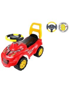   Детска кола за баланс и прохождане, С музикален волан с 8 активности, 63 х 42 х 29 см, 1.5 + години, Червен