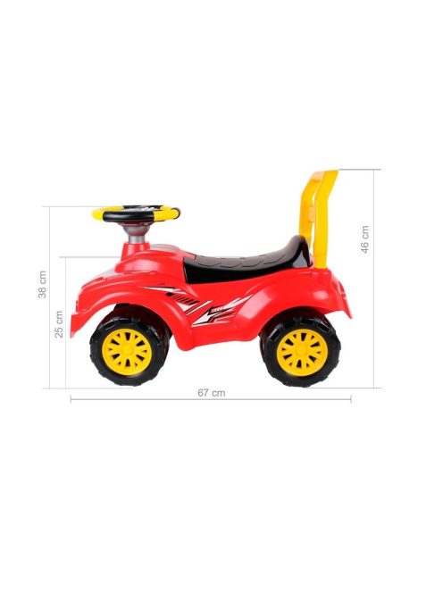 Детска кола за баланс и прохождане, С музикален волан с 8 активности, 63 х 42 х 29 см, 1.5 + години, Червен