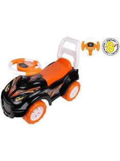   Детска кола за баланс и прохождане, С музикален волан с 8 активности, 67 х 46 х 29 см, 1.5 + години, Черен