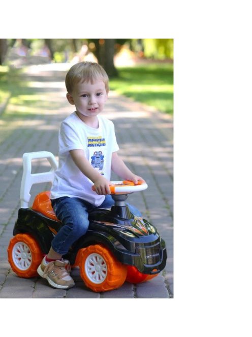 Детска кола за баланс и прохождане, С музикален волан с 8 активности, 67 х 46 х 29 см, 1.5 + години, Черен