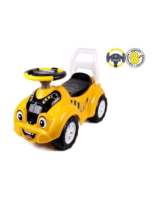 Детска кола за баланс и прохождане, С музикален волан с 8 активности, 63 х 42 х 29 см, 1.5 + години, Жълт