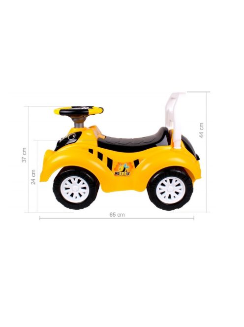 Детска кола за баланс и прохождане, С музикален волан с 8 активности, 63 х 42 х 29 см, 1.5 + години, Жълт