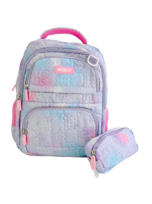 Раница МESCO с 2 отделения вътрешен и 2 външни джоба, 1 заден джоб с цип, 2 странични джоба с несесер, 44х30х18 см, Син/светло роз