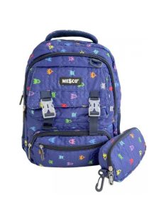   Раница МESCO с 2 отделения вътрешен и 2 външни джоба, 1 заден джоб с цип, 2 странични джоба с несесер, 44х30х18 см, Син