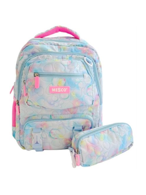 Раница МESCO с 2 отделения вътрешен и 2 външни джоба, 1 заден джоб с цип, 2 странични джоба с несесер, 44х30х18 см, Светло   син