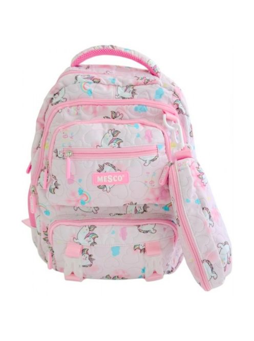 Раница МESCO с 2 отделения вътрешен и 2 външни джоба, 1 заден джоб с цип, 2 странични джоба с несесер, 44х30х18 см, Роз/Кафе