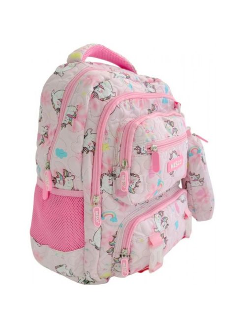 Раница МESCO с 2 отделения вътрешен и 2 външни джоба, 1 заден джоб с цип, 2 странични джоба с несесер, 44х30х18 см, Роз/Кафе