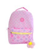 Раница PAUSE с 2 отделения с вътрешен джоб за лоптоп, 2 външни джоба с цип и 2 странични джоба, С мек анатомичен гръб и плюшена играчка, 41х30х17 см, Розов/Жълт