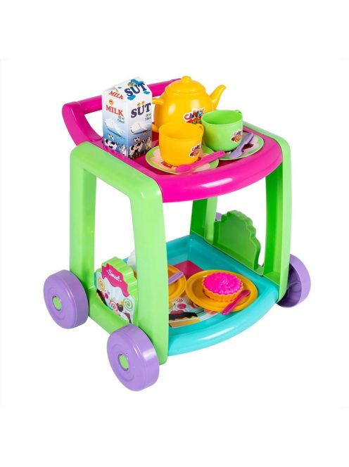 Количка за сервиране Dede с аксесоари и сервиз за чай, 14 части, 34х26х36 cm, 3+ години