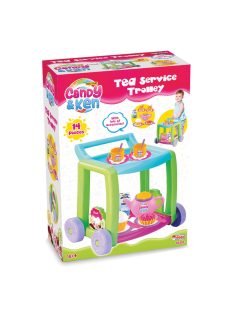   Количка за сервиране Dede с аксесоари и сервиз за чай, 14 части, 34х26х36 cm, 3+ години