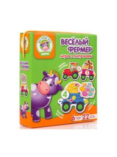   Детска игра с велкро лепенки "Веселия фермер", направи си влакче, 21x18x6 см