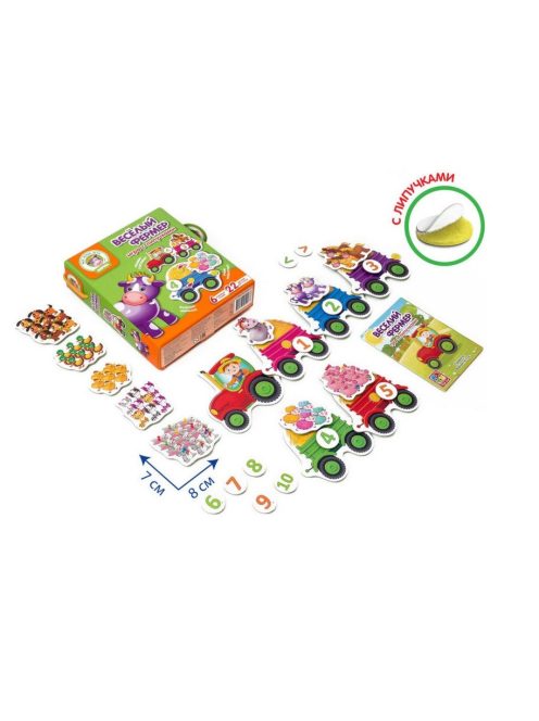 Детска игра с велкро лепенки "Веселия фермер", направи си влакче, 21x18x6 см