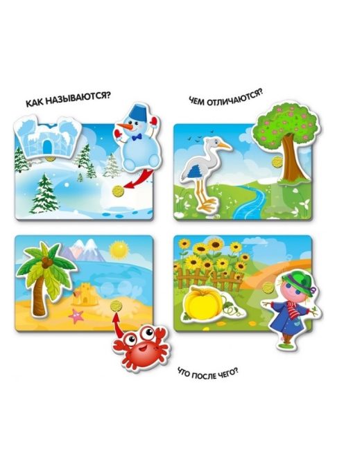 Детска игра с велкро лепенки "Годишните сезони",  18,7x18,7x4,5 см