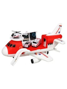   Детски писта - гараж САМОЛЕТ с 3 колички, Болница, 37х24х10 см, 3+ години