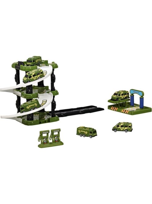 Детски паркинг - гараж Heroes на 3 нива, 2 колички , Боенна база, 35х27х7 см, 3+ години