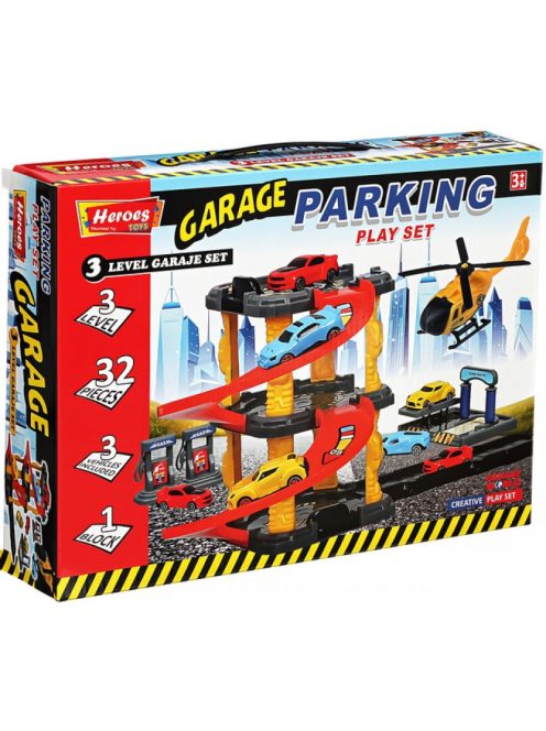 Детски паркинг - гараж Heroes на 2 нива, 35 х 27 х 7 см, 3+ години