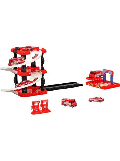Детски паркинг - гараж Heroes на 3 нива и 3 колички, Пожарникарска станция, 35 х 27 х 7 см, 3+ години