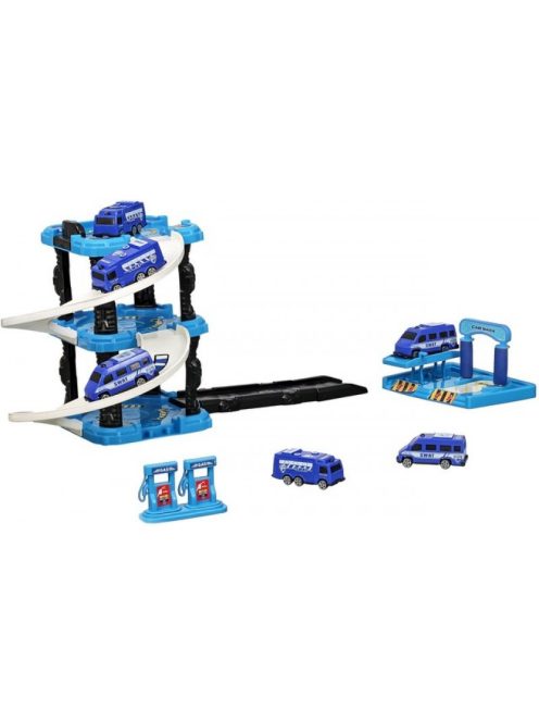 Детски паркинг - гараж Heroes на 3 нива и 3 колички, Полицейски участък, 35 х 27 х 7 см, 3+ години