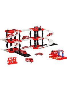   Детски паркинг - гараж Heroes на 3 нива и 2 писти, 3 колички, Пожарникарска станция, Голям 44х38х7 см, 3+ години