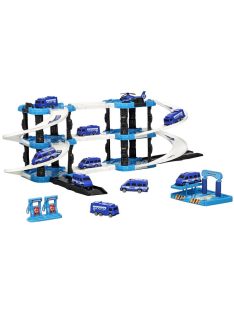   Детски паркинг - гараж Heroes на 3 нива и 2 писти, 3 колички, Полицейска станция, Голям 44х38х7 см, 3+ години