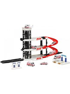   Детски паркинг - гараж Heroes на 4 нива, 3 големи площадки и асансьор, Пожарникарска станция, 44х32х7 см, 3+ години