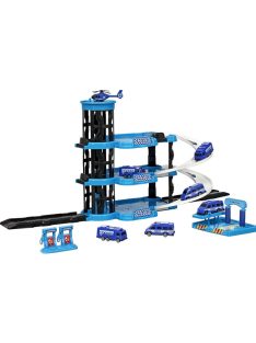   Детски паркинг - гараж Heroes на 4 нива, 3 големи площадки и асансьор, Полицейски участък, 44х32х7 см, 3+ години