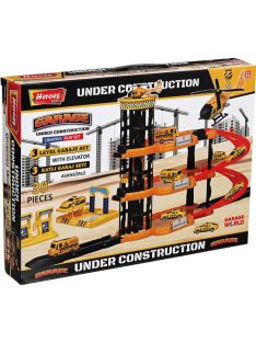   Детски паркинг - гараж Heroes на 4 нива, 3 големи площадки и асансьор, Строителен обект, 44х32х7 см, 3+ години