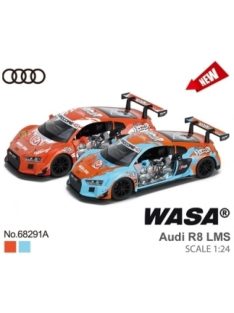   Метална кола 1:24 Audi R8 LMS с дизайн на WASA, Звук и светлини, отваряеми врати, преден капак и багажник