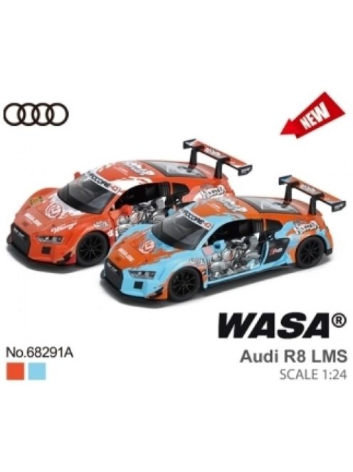 Метална кола 1:24 Audi R8 LMS с дизайн на WASA, Звук и светлини, отваряеми врати, преден капак и багажник