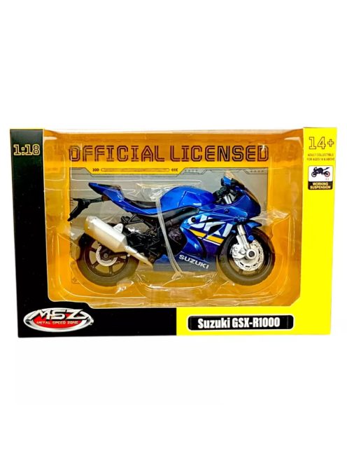 Mетален мотор 1:18 SUZUKI GSX-R1000 с амортисьори 
