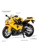 Метален мотор 1:18 YAMAHA YZF-R1 с амортисьори, Жълт/Черен