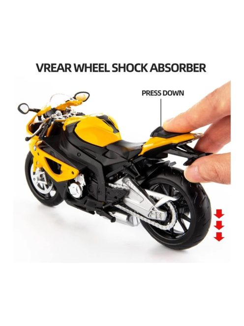 Метален мотор 1:18 YAMAHA YZF-R1 с амортисьори, Жълт/Черен