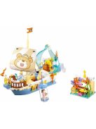 Конструктор Sluban Girl's Dream: Платноходна Лодка с Риф за лов на съкровища (287 ч.) с 3 фигурки, 38х29х7 см