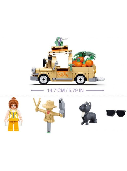 Конструктор Sluban Girl's Dream: Пикап с Плодове (292 ч.) с 3 фигурки, 38х24х7 см