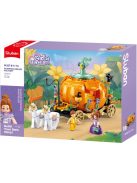 Конструктор Sluban Girl's Dream: Каретата Тиква на Пепеляшка с кончета (320 ч.) с 4 фигурки, 38х29х7 см