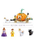 Конструктор Sluban Girl's Dream: Каретата Тиква на Пепеляшка с кончета (320 ч.) с 4 фигурки, 38х29х7 см